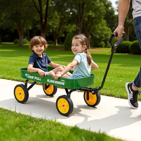 VEVOR 39 بوصة سحب على طول عربة الأطفال، عربات لعبة البضائع الحمراء المتدحرجة للأطفال، عربة أدوات خارجية للتخييم في الحديقة والشاطئ مع جميع عجلات التضاريس لحضور الأطفال، تدعم ما يصل إلى 330 رطلاً in Saudi Arabia