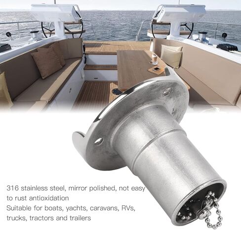 Aramox Boat Fuel Filler, 1.5in Boat Deck Filler with Fill Gas Fuel Stainless Steel for Marine Yachts RVs Trucks Trailers in Saudi Arabia