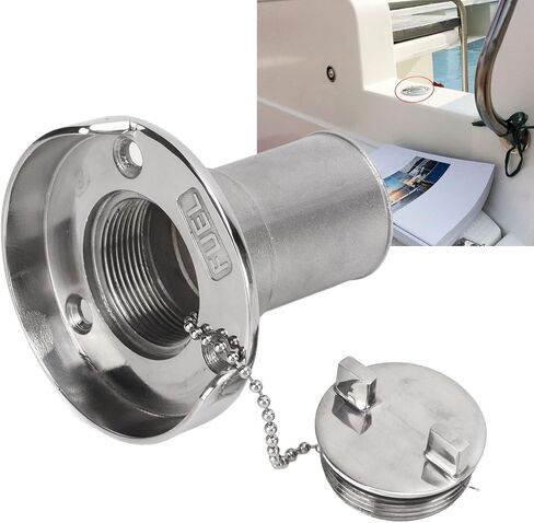 Aramox Boat Fuel Filler, 1.5in Boat Deck Filler with Fill Gas Fuel Stainless Steel for Marine Yachts RVs Trucks Trailers in Saudi Arabia