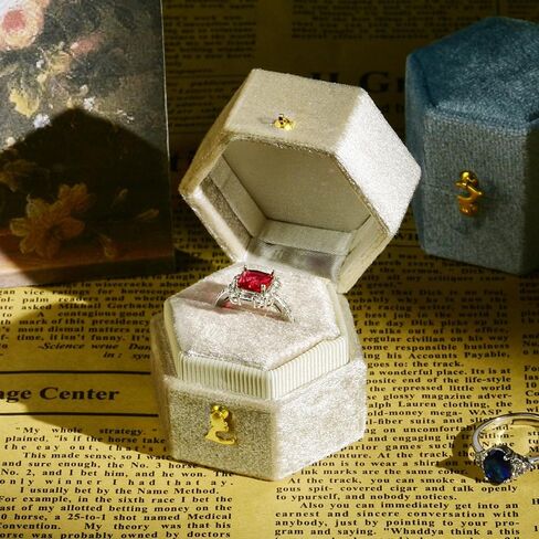 صندوق خاتم TAIMY، علبة حلقية مخملية سداسية متساوية الأضلاع لحفلات الخطوبة والزفاف، صندوق هدايا صغير للرجال والنساء والصديقات والأم والأب (أسود) in Kuwait