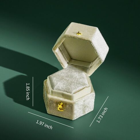 صندوق خاتم TAIMY، علبة حلقية مخملية سداسية متساوية الأضلاع لحفلات الخطوبة والزفاف، صندوق هدايا صغير للرجال والنساء والصديقات والأم والأب (أسود) in Kuwait