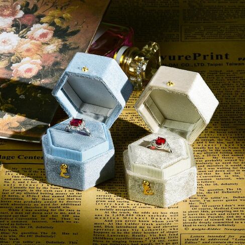 صندوق خاتم TAIMY، علبة حلقية مخملية سداسية متساوية الأضلاع لحفلات الخطوبة والزفاف، صندوق هدايا صغير للرجال والنساء والصديقات والأم والأب (أسود) in Kuwait