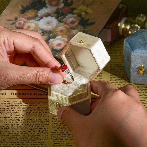 صندوق خاتم TAIMY، علبة حلقية مخملية سداسية متساوية الأضلاع لحفلات الخطوبة والزفاف، صندوق هدايا صغير للرجال والنساء والصديقات والأم والأب (أسود) in Kuwait