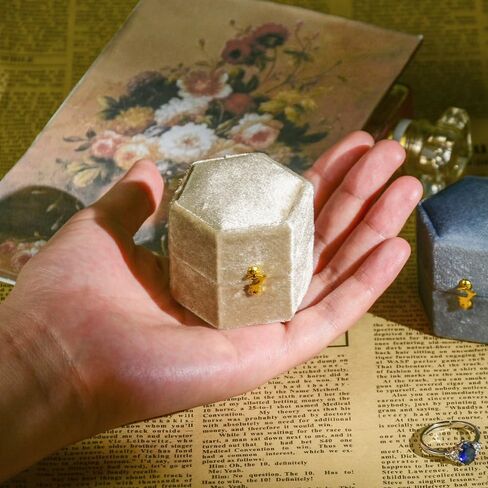 صندوق خاتم TAIMY، علبة حلقية مخملية سداسية متساوية الأضلاع لحفلات الخطوبة والزفاف، صندوق هدايا صغير للرجال والنساء والصديقات والأم والأب (أسود) in Kuwait