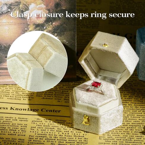 صندوق خاتم TAIMY، علبة حلقية مخملية سداسية متساوية الأضلاع لحفلات الخطوبة والزفاف، صندوق هدايا صغير للرجال والنساء والصديقات والأم والأب (أسود) in Kuwait