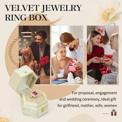 صندوق خاتم TAIMY، علبة حلقية مخملية سداسية متساوية الأضلاع لحفلات الخطوبة والزفاف، صندوق هدايا صغير للرجال والنساء والصديقات والأم والأب (أسود) in Kuwait