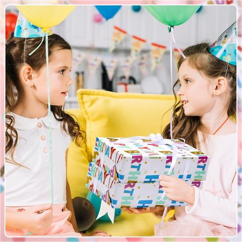 woric Birthday Wrapping Paper Roll 17 Inch x 33 Feet Colorful Foil Happy Birthday Lettering Candles Gift Wrapping Paper for Baby Shower Holiday Party in Saudi Arabia