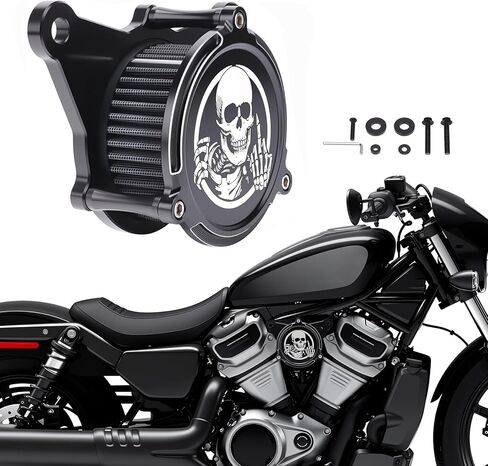 Skull Style Air Filter CNC Air Cleaner for Harley Sportster Nightster RH 975 RH975S Special 2022-2024 Accessories Motorcycle Air Intake Replacement (Black A) in Saudi Arabia