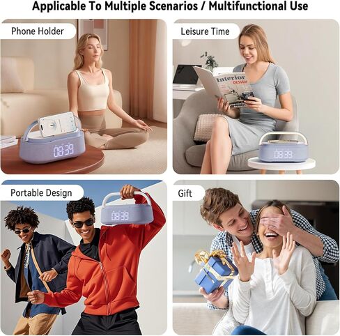 ساعة منبه بسماعات بلوتوث مع شاحن لاسلكي سريع 15 وات، راديو FM، ضوء ليلي LED، ساعات شحن لاسلكية لغرف النوم والمكتب والمنزل، هدايا in Kuwait