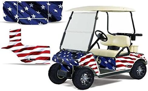 مجموعة رسومات AMR Racing Golf Cart ملصق لاصق متوافق مع Club Car 1983-2014 - نجوم وخطوط in Saudi Arabia