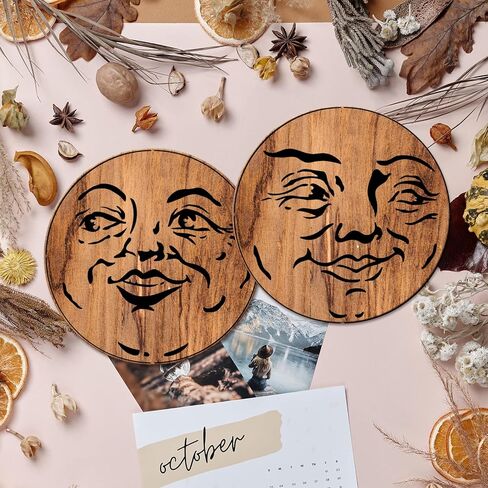 FINGERINSPIRE 3PCS Moon Face Painting Stencil 11.8x11.8 inch Plastic Hollow Out Full Moon Stencil Wacky Faces Craft Stencils Reusable Wall Stencil for DIY Projects, Wood Signs, Fabric, Home Decor in Saudi Arabia