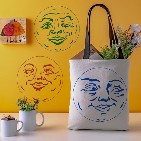 FINGERINSPIRE 3PCS Moon Face Painting Stencil 11.8x11.8 inch Plastic Hollow Out Full Moon Stencil Wacky Faces Craft Stencils Reusable Wall Stencil for DIY Projects, Wood Signs, Fabric, Home Decor in Saudi Arabia