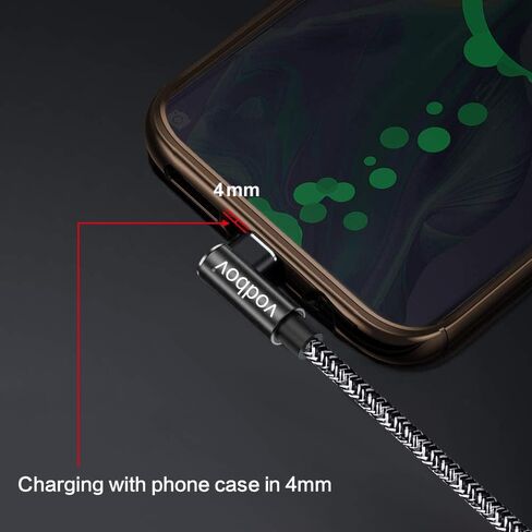 كابل ملفوف من USB-C إلى USB-C بطول 2 قدم إلى 8 قدم سلك شحن سريع بزاوية قائمة مضفرة 90 درجة أزرق in Saudi Arabia