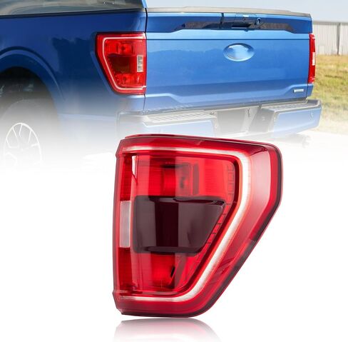 مصابيح خلفية SHELITA متوافقة مع Ford F150 2021 2022 2023 - الفرامل، إشارة الانعطاف والأضواء العكسية، عدسة حمراء، استبدال التجميع (جانب الراكب الأيمن) ML3Z13404C FO2819159 in Kuwait