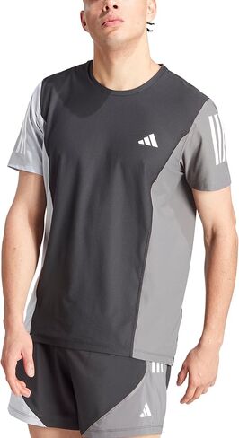 تي شيرت رجالي من adidas Own The Run Colorblock، أزرق داكن/حبر Preloved/قرمزي Preloved in Saudi Arabia