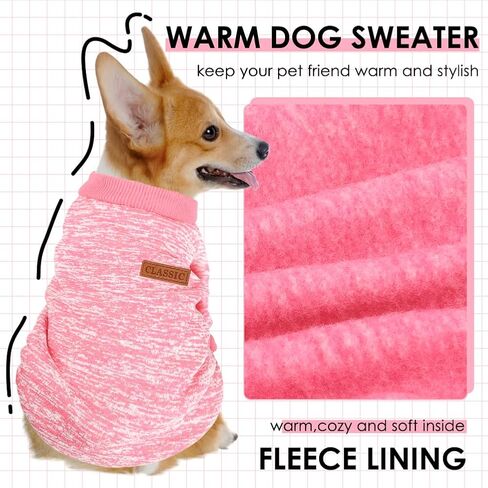 3 Pack Dog Sweaters for Small Dogs Girl Boy Winter Fleece Clothes Warm Soft Dog Sweatshirt Outfit for Dogs Cats Pet Apparel (Navy Blue+Grey+Light Blue, Small) in Kuwait