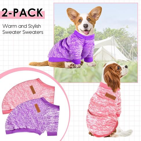 3 Pack Dog Sweaters for Small Dogs Girl Boy Winter Fleece Clothes Warm Soft Dog Sweatshirt Outfit for Dogs Cats Pet Apparel (Navy Blue+Grey+Light Blue, Small) in Kuwait