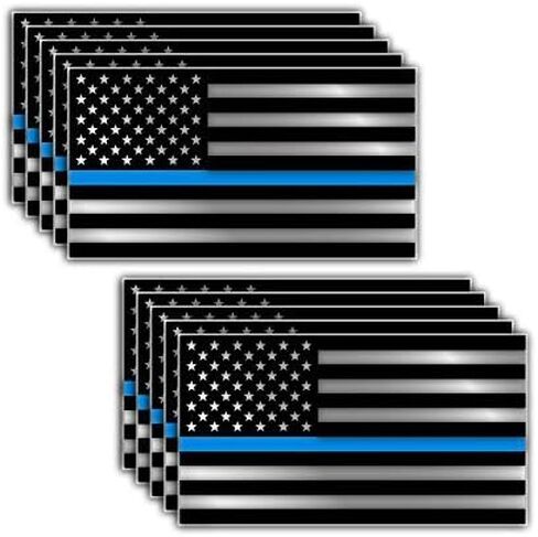 10 Pack of Thin Blue Line Police Officer BLM American Flag Vinyl Decal Sticker Car Truck 3" x 5.5 in Saudi Arabia
