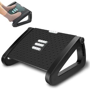 Foot Rest Under Desk Office, Six Heights Adjustable Foot Rest with Massage Roller for Leg Rests for Home,Office-Black in Kuwait