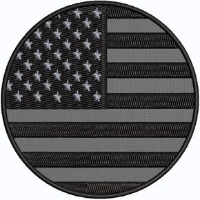 American Flag Patch 3" Round Iron-on Fully Embroidered Applique for Clothing Vest Uniform, Sew-on Decorative Premium Embroidery, Badge Emblem, Military Army, Black Grey USA US, Travel Souvenir in Saudi Arabia