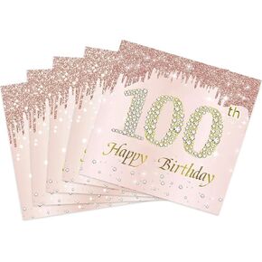 40 Pcs Rose Gold 75th Birthday Napkins 2 Ply Disposable Birthday Napkin for Women Birthday Dinner Rose Gold Luncheon Napkins for 75th Birthday Decorations & Anniversary 13 x 13 Inch in Kuwait