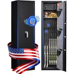 SHICHI 8-10 مسدس بصمات الأصابع آمن للبنادق والمسدسات، خزائن بندقية للبندقية مع قفل كلمة المرور، لا يلزم تجميع خزانة الأسلحة، خزائن بندقية الوصول السريع للمنزل مع إنذار مزدوج ورف قابل للتعديل in Kuwait