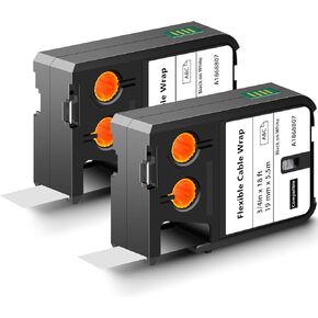 2 Pack Compatible for Dymo XTL Labels 1868806 1/2" x 18 ft (12mm x 5.5m) Black on White Flexible Cable Wrap Label Tape Replacement for Dymo XTL-300 XTL-500 Label Makers in Kuwait