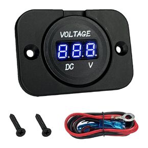 12V Battery Voltage Meter, Waterproof LED Digital Voltage Meter DC 12V, Round Panel Mount Battery Monitor Gauge with Mounting Plate & Cables for Car Boat Marine Motorcycle RV ATV UTV（Green） in Kuwait