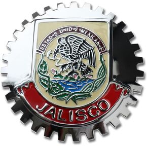 Premium Jalisco Mirror Chrome Red ISO 9001 Mexico Eagle Flag Grill Badge Mexican Emblem for Trucks and Cars in Kuwait
