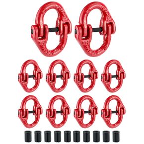 QWORK 10 Pcs Red Painted G80 Alloy Steel Connecting Link, 3/8", 7100 lbs Working Load Limit, Hammer Lock Safety Chain Connector Link in Kuwait