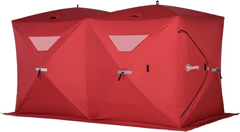 Outsunny 8 Person Ice Fishing Shelter, Pop-Up Portable Ice Fishing Tent Ice Shanty with Carry Bag, Two Doors and Anchors, Blue in Kuwait