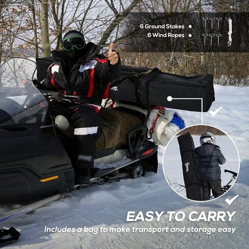 Outsunny 8 Person Ice Fishing Shelter, Pop-Up Portable Ice Fishing Tent Ice Shanty with Carry Bag, Two Doors and Anchors, Blue in Kuwait