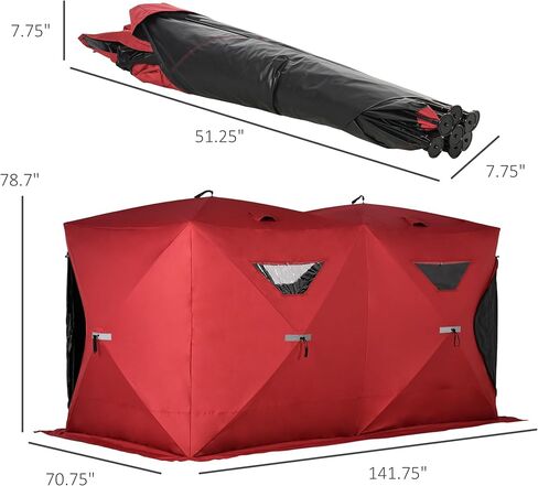 Outsunny 8 Person Ice Fishing Shelter, Pop-Up Portable Ice Fishing Tent Ice Shanty with Carry Bag, Two Doors and Anchors, Blue in Kuwait