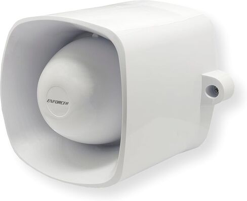 Seco-Larm SH-816S-BQ Self-Contained Siren, 120dB Warble-tone Siren, 25W Speaker, Audio Input For Broadcasting Messages Or Audio Playback, IP65 Weatherproof For Outdoor/Indoor Use, White in Saudi Arabia