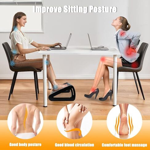 Foot Rest Under Desk Office, Six Heights Adjustable Foot Rest with Massage Roller for Leg Rests for Home,Office-Black in Kuwait