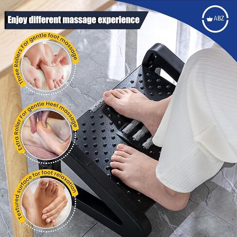 Foot Rest Under Desk Office, Six Heights Adjustable Foot Rest with Massage Roller for Leg Rests for Home,Office-Black in Kuwait
