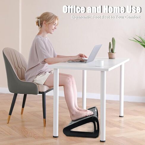 Foot Rest Under Desk Office, Six Heights Adjustable Foot Rest with Massage Roller for Leg Rests for Home,Office-Black in Kuwait