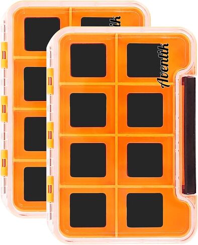 2PACK-Aventik مقاوم للماء جيب نحيف صندوق يطير صندوق خطاف صيد السمك صندوق تخزين الطعم (كبير، 12 حجرة مغناطيسية) in Kuwait