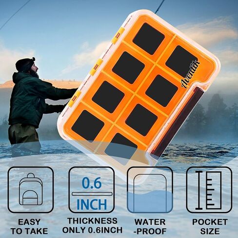 2PACK-Aventik مقاوم للماء جيب نحيف صندوق يطير صندوق خطاف صيد السمك صندوق تخزين الطعم (كبير، 12 حجرة مغناطيسية) in Kuwait