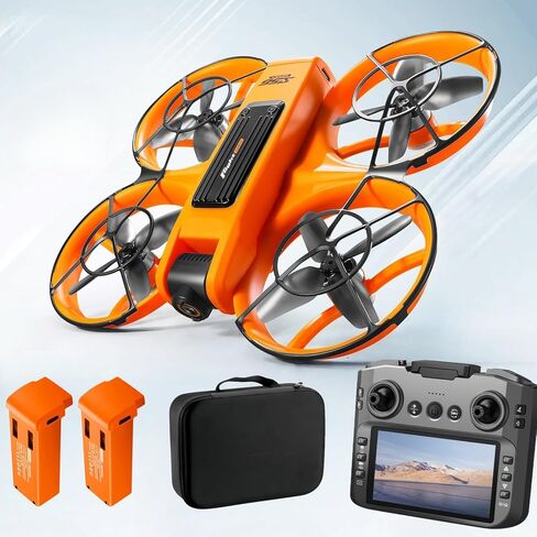 Brushless FPV RC Quadcopter, Full Guard with Screen Remote Controller | HD Dual Cameras Drone for Adult Beginners, Optical Flow Hovering Easy Flying Aircraft, 2 Long Flight Batteries Gift Idea in Saudi Arabia