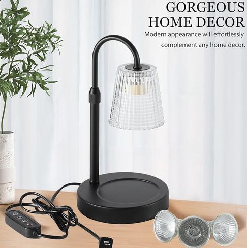 Candle Warmer Lamp,with Timer & Dimmer(3Bulbs),Candle Lamp Warmer Height Adjustable,Gifts for New Home,House Warming Gift,Birthday Gifts for Women/Daughter/Mom/Friend-Black in Saudi Arabia