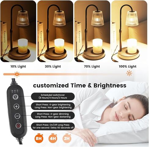Candle Warmer Lamp,with Timer & Dimmer(3Bulbs),Candle Lamp Warmer Height Adjustable,Gifts for New Home,House Warming Gift,Birthday Gifts for Women/Daughter/Mom/Friend-Black in Saudi Arabia