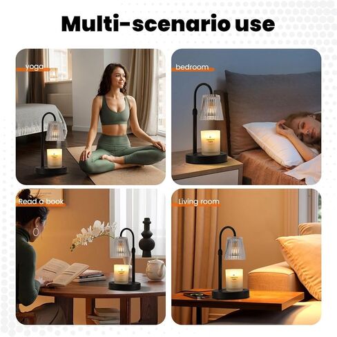 Candle Warmer Lamp,with Timer & Dimmer(3Bulbs),Candle Lamp Warmer Height Adjustable,Gifts for New Home,House Warming Gift,Birthday Gifts for Women/Daughter/Mom/Friend-Black in Saudi Arabia