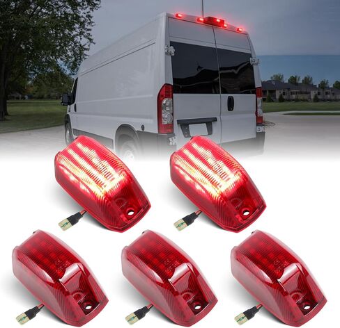 5 قطع مصابيح LED حمراء لسقف الكابينة لـ 2014-2024 دودج رام بروماستر 1500 2500 3500 مصابيح الجري الخلفية، عدسات حمراء، تصميم خرز مصباح 3 صفوف in Kuwait