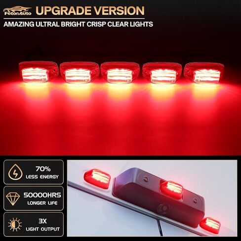 5 قطع مصابيح LED حمراء لسقف الكابينة لـ 2014-2024 دودج رام بروماستر 1500 2500 3500 مصابيح الجري الخلفية، عدسات حمراء، تصميم خرز مصباح 3 صفوف in Kuwait