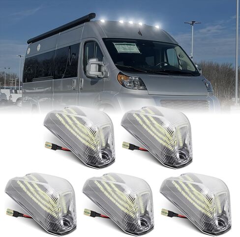 5 قطع مصابيح LED حمراء لسقف الكابينة لـ 2014-2024 دودج رام بروماستر 1500 2500 3500 مصابيح الجري الخلفية، عدسات حمراء، تصميم خرز مصباح 3 صفوف in Kuwait