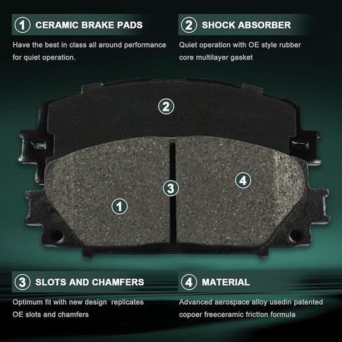 D1184 D1423 Ceramic Brake Pads Front Rear Brake Pads Brakes Kits Fits 2011-2017 Lexus CT200h, 2010-2022 Toyota Prius,2012-2015 Prius Plug-In,2017-2019 Prius Prime,8PCS in Saudi Arabia