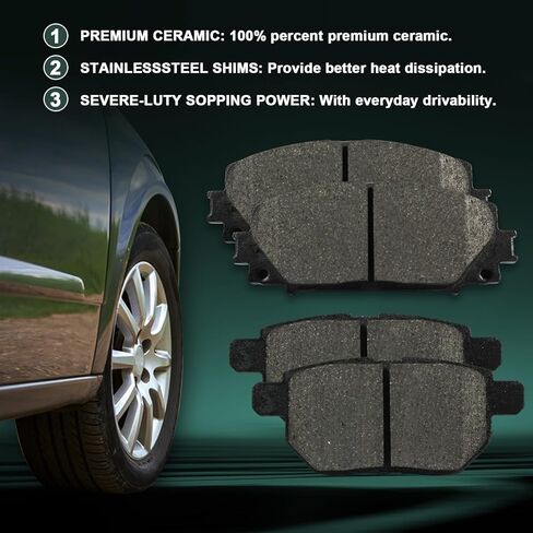D1184 D1423 Ceramic Brake Pads Front Rear Brake Pads Brakes Kits Fits 2011-2017 Lexus CT200h, 2010-2022 Toyota Prius,2012-2015 Prius Plug-In,2017-2019 Prius Prime,8PCS in Saudi Arabia