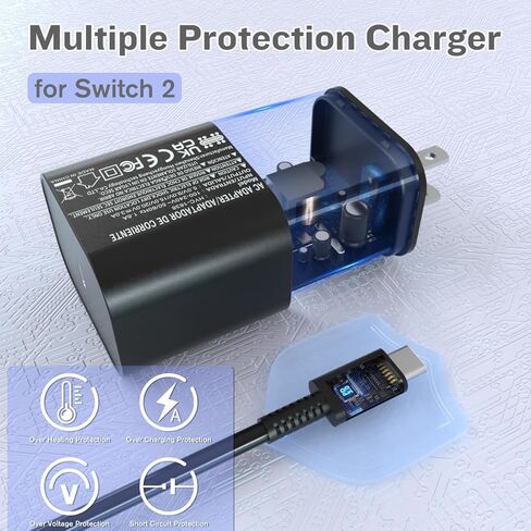 Switch Charger for Nintendo Switch, AC Power Charger Cable Adapter for Nintendo Switch Lite OLED Steam Deck Output15V3A for Switch Support TV Dock Mode -Black in Saudi Arabia