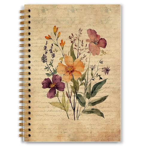 Foritho Vintage Floral Notebook, Retro Cottagecore Wildflower Botanical Journal for Women Teen Girls, Floral Office Supplies, Spiral Notebook 5.5x8.3 Inch in Saudi Arabia